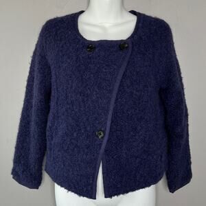 TALULA Wool Alpaca Blend Blazer Jacket Womens 4 Asymmetrical Purple Winter Indie